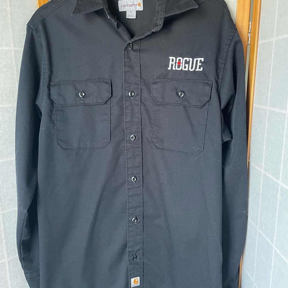 Carhartt Rogue Black Button Up Relaxed Fit Shirt, M